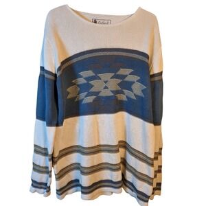 Outback Trading Company Womens 1X 2X Aztec Southwest Geometric Sweater Oversized